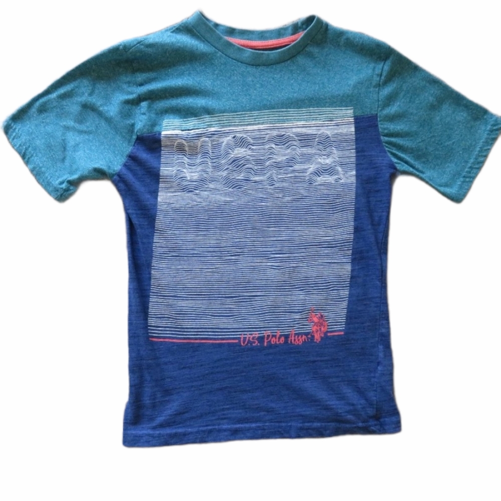 US Polo Assn Boys tee shirt blue green size Large